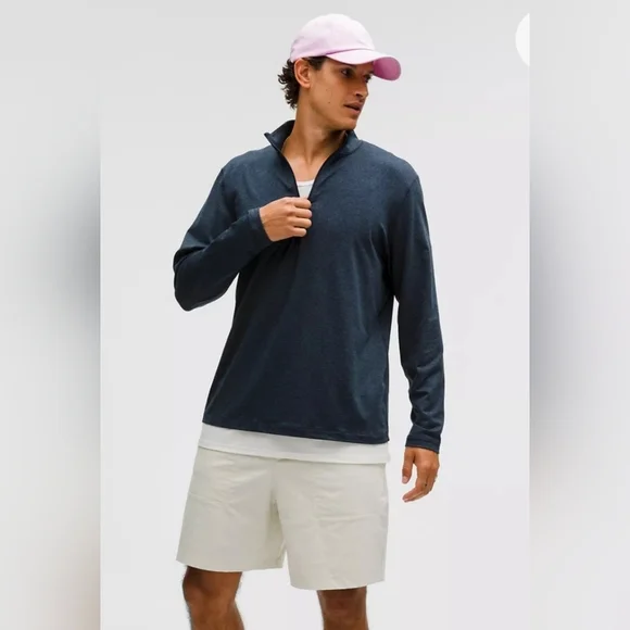 Lululemon Soft Jersey Half Zip Size Small, Heathered Classic Navy - Picture 2 of 11